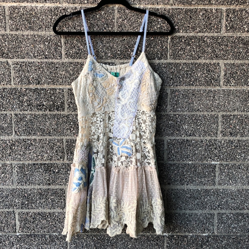 Antica Santoria beaded lace patch dress